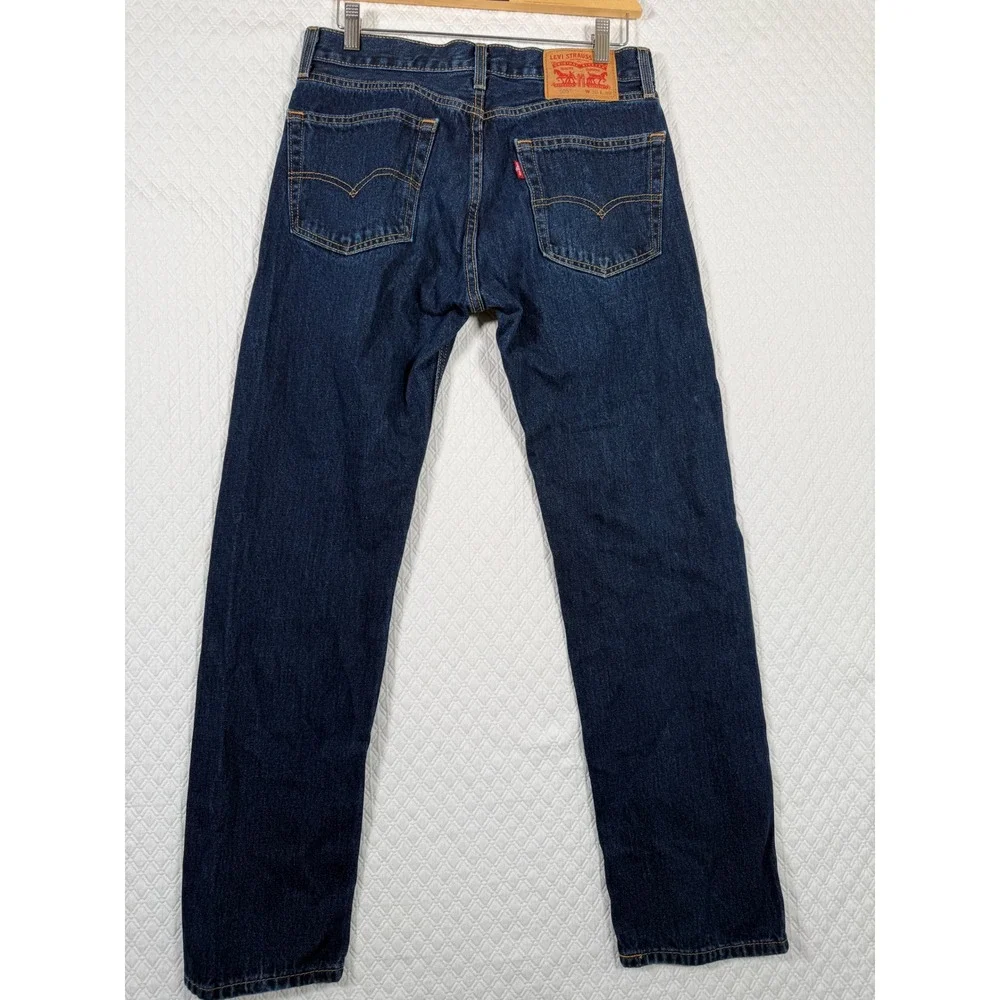 Levis 505 Regular Fit Classic Jeans Men 30x29 Dark Wash Straight Leg Denim Chore